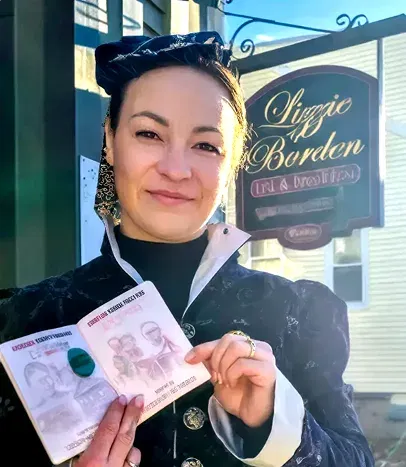 Woman holding passport